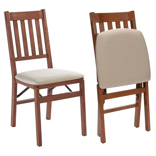 MECO STAKMORE Arts and Craft Folding Chair Set of 2 in Fruitwood Finish 22 Inch Seat