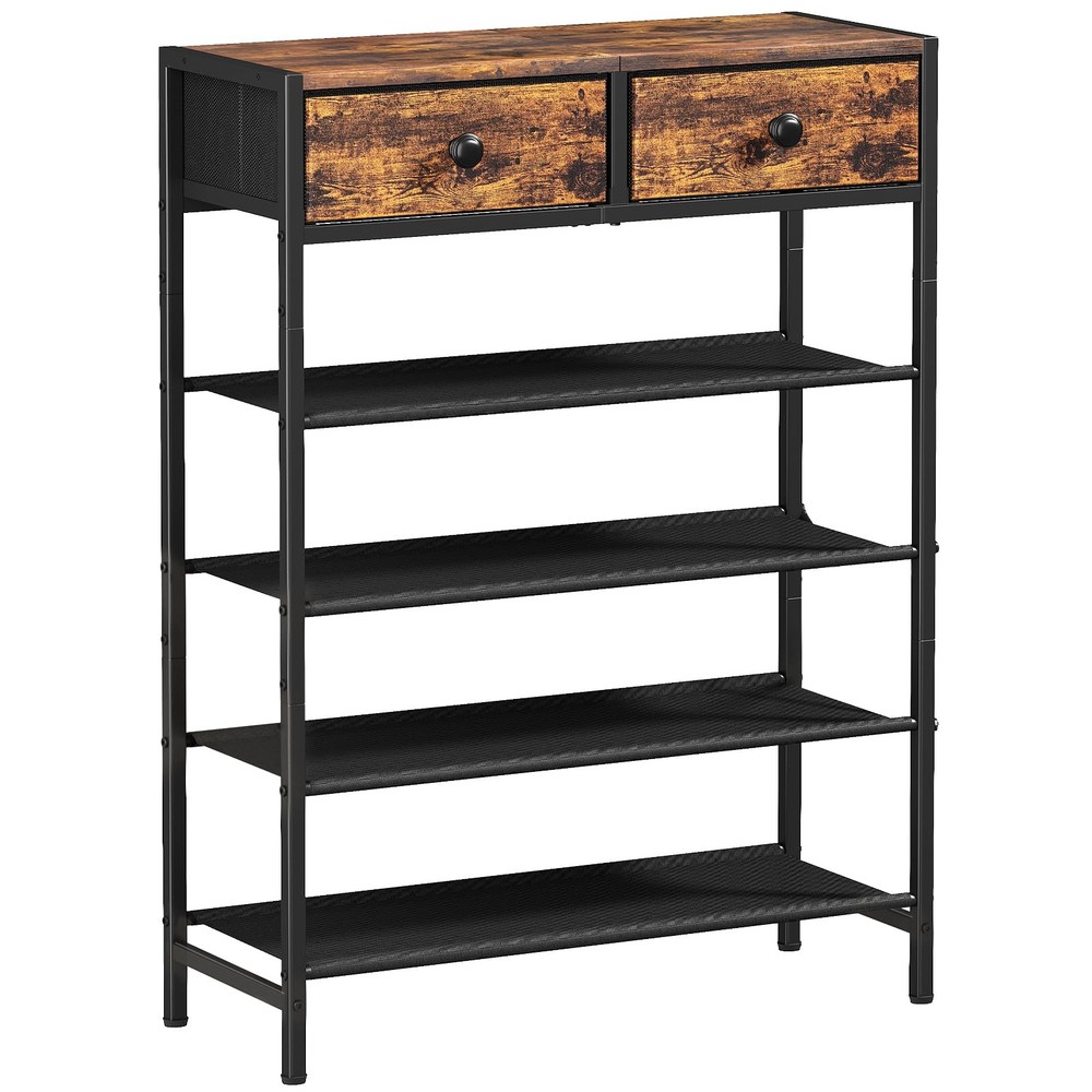 Shoe Rack, 5 Tier Shoe Organizer with 2 Drawers, Metal Shoe Storage for 16-20...