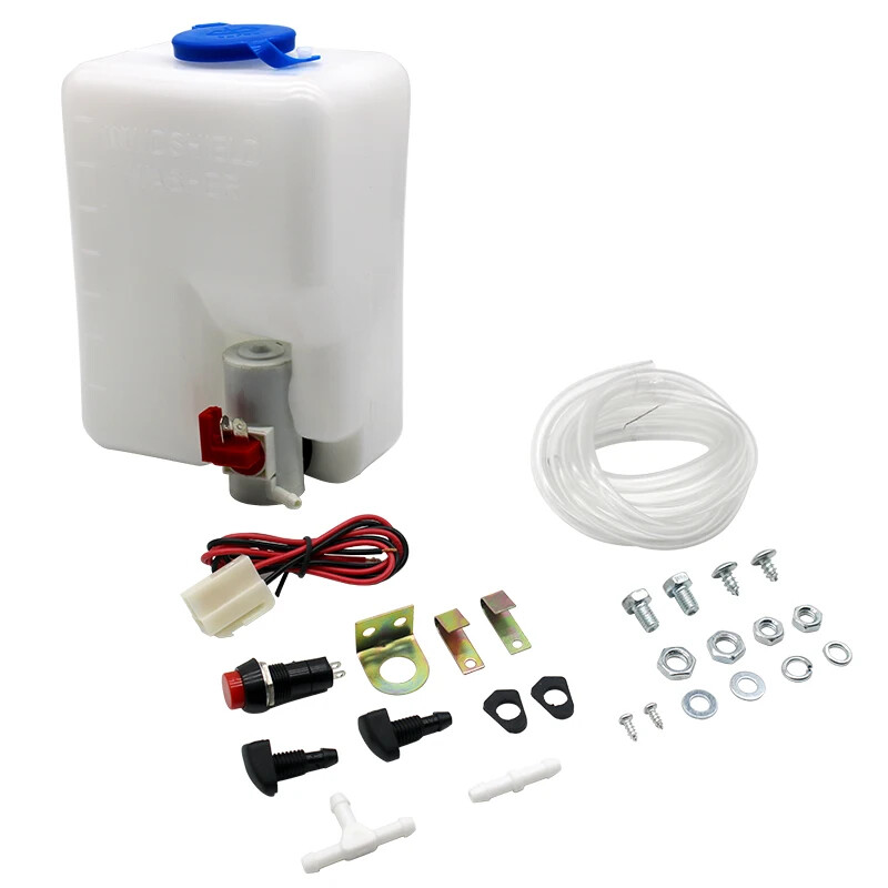 Universal Windshield Washer Tank Pump Kit with Jet Switch for Wiper System
