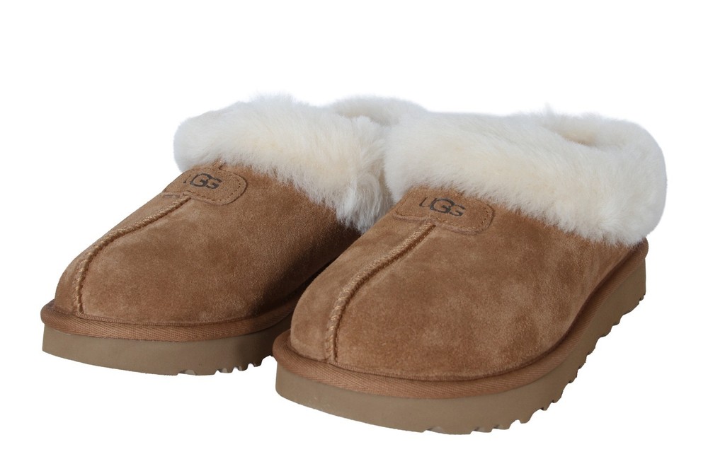 U G  Tazzette Women’s Slippers Chestnut Fluffy Collar Shoes New
