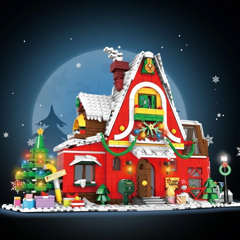 Winter Village Christmas House Building Blocks Creative Xmas Model Kids Gift