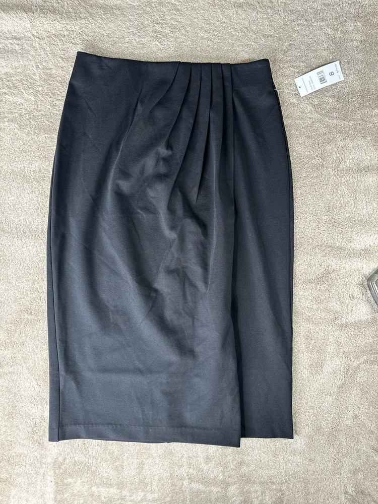Rafaela Womens Black Pencil Midi Skirt Size 8 - Slim Fit Stretchy Office Wear
