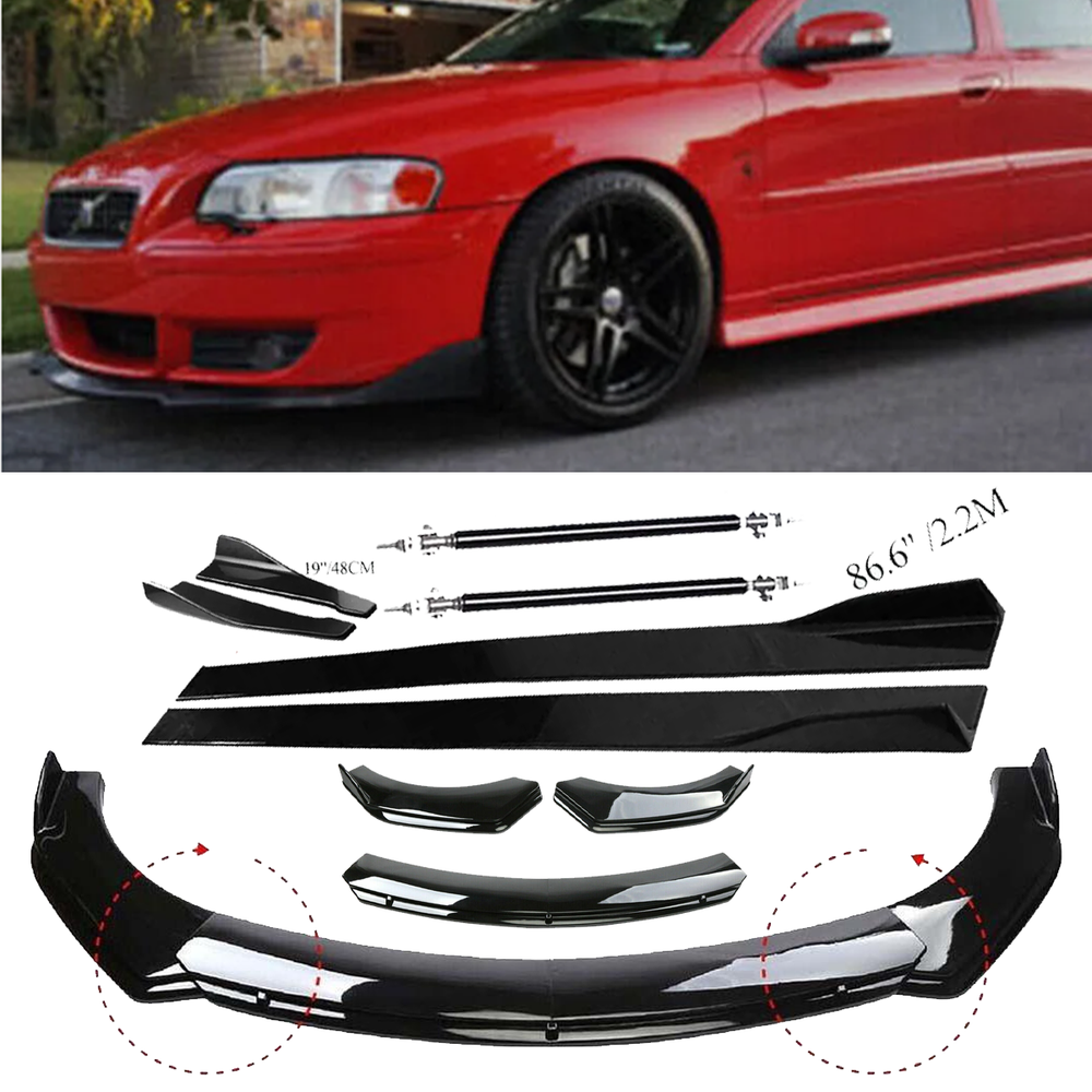 For Volvo S40 S60 S70 S80 Front Bumper Lip Spoiler Splitter Body Kit+Side Skirt