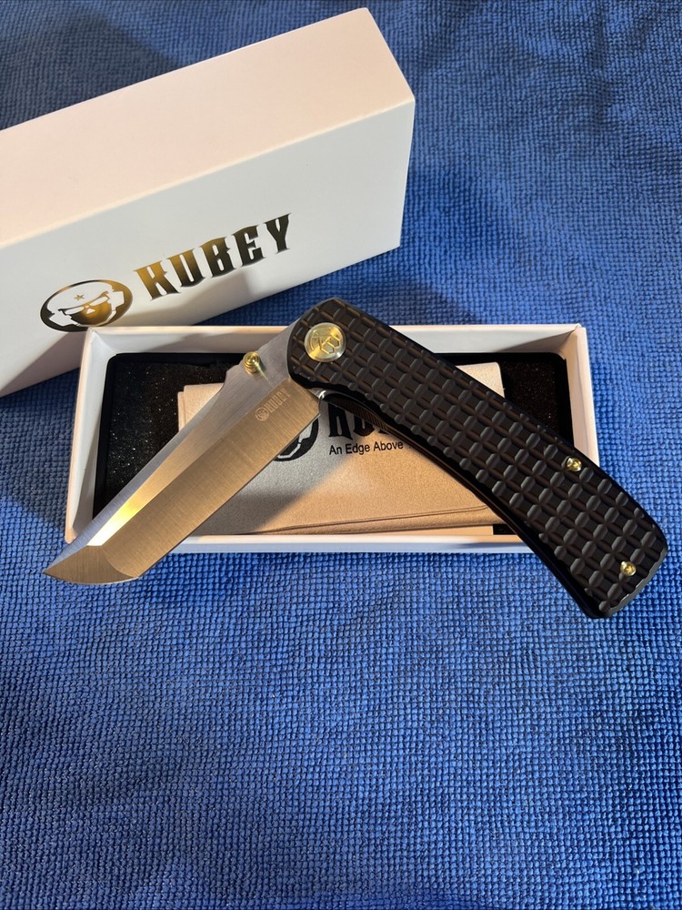 Kubey Interflow Framelock Black Titanium Folding Bohler M390 Pocket Knife 294C