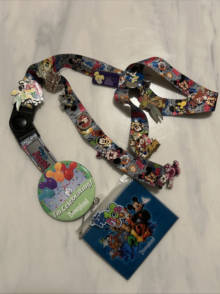 Vintage Disney World Lanyard with Collectible Pins