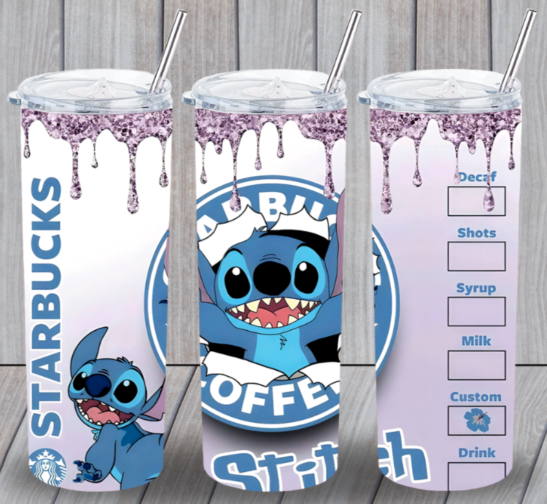 Stitch Rtr #19 Multicolor 20oz Insulated Tumbler With Lid Clear Straw New