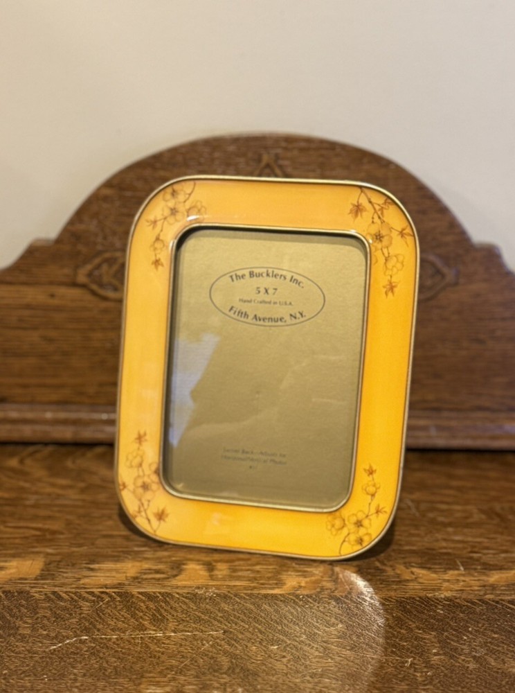 Bucklers 5th Avenue NY Enamel Brass Picture Frame 5x7 Hand Crafted #57 Floral
