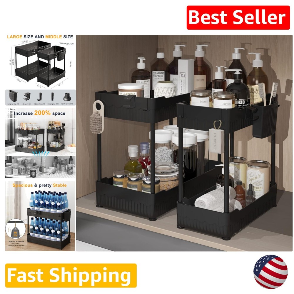 Space-Saving Kitchen and Bathroom Storage Rack with Hanging Accessories