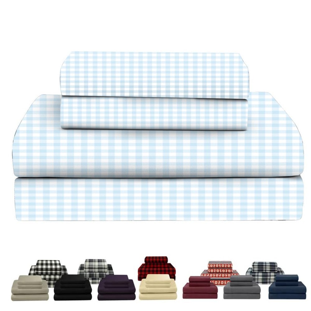 - 100% Cotton Double Brushed Flannel Sheet Set - 170 GSM Heavyweight, Deep Po...