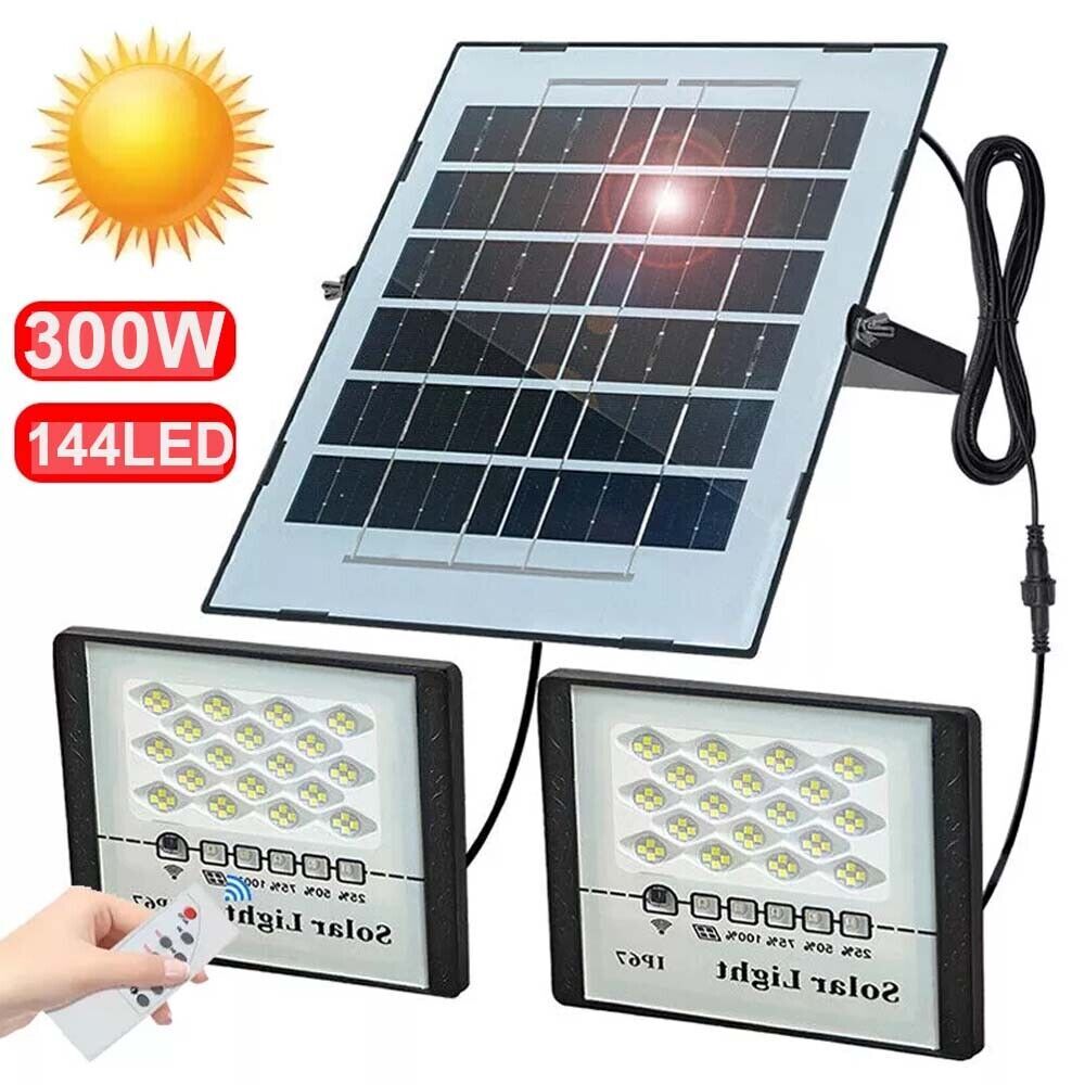 300W LED Solar Flood Lights Outdoor Street Light Dusk to Dawn Flood Wall Lamp