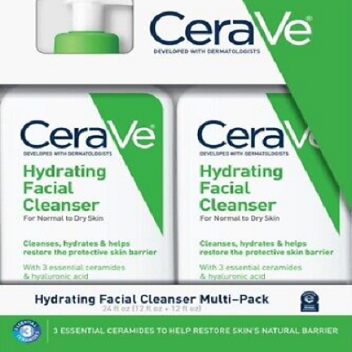 2 Pack CeraVe Hydrating Facial Cleanser for Normal to Dry Skin 12oz