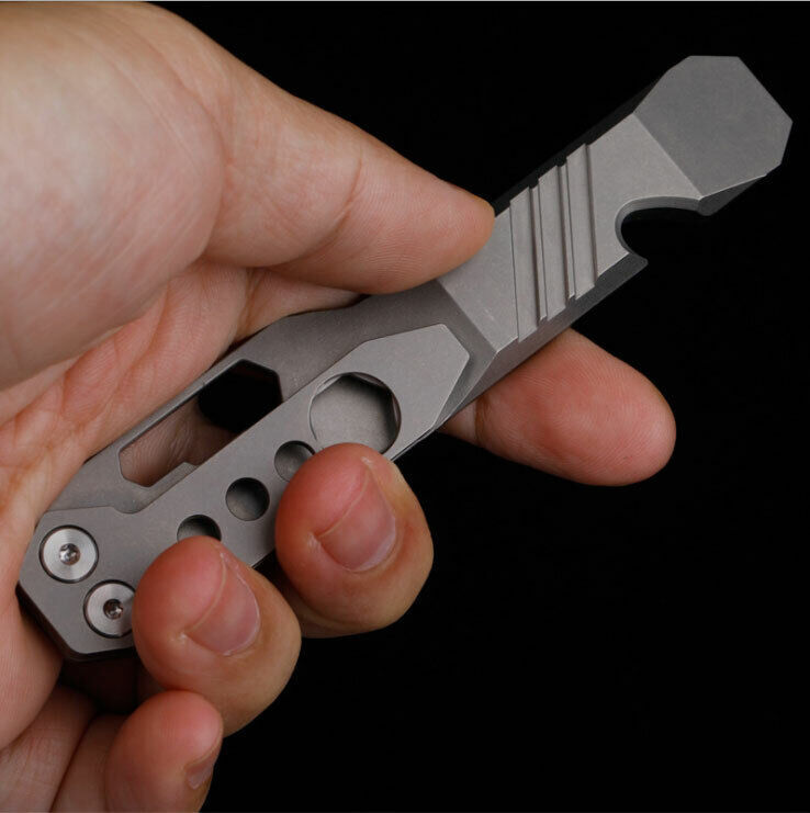 TC4 Titanium Alloy EDC Pocket Pry Bar Pendant Crowbar Opener Multi Keychain Tool