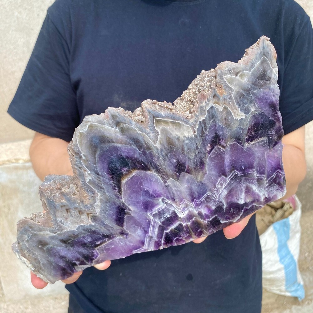 2.9lb Natural chevron Dream amethyst Quartz Crystal Slab Rough Mineral Specimen