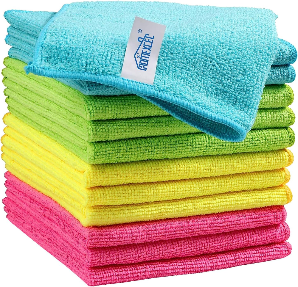 12-Pack Colorful Microfiber Cleaning Cloths for Dusting & Polishing