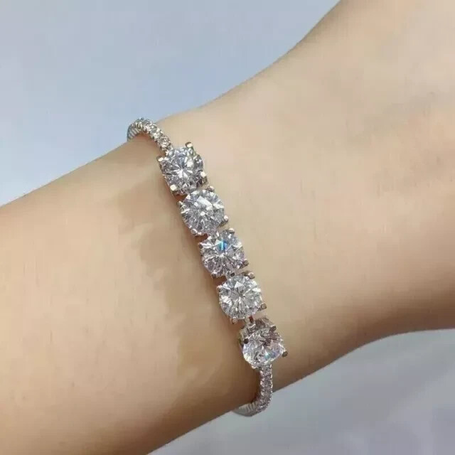 7ct Round Lab Diamond Tennis Bracelet 14K White Gold 7.25in