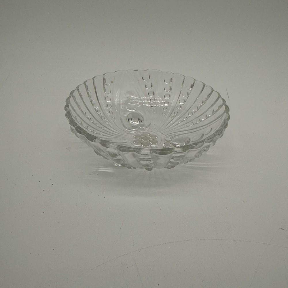 Anchor Hocking Depression Glass Berry Bowl Footed Burple Bubble Pattern 4.5”