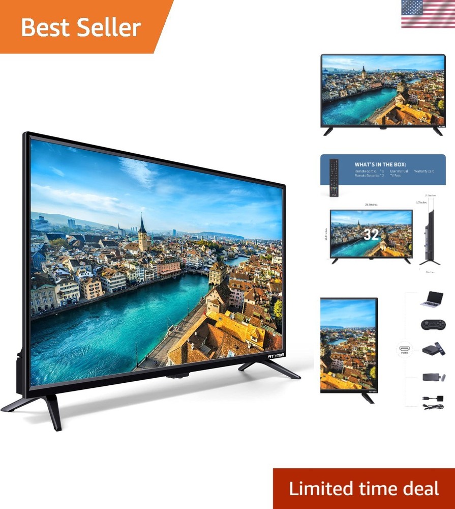 32-Inch LED HD TV 720p with 3 HDMI USB VGA and Wall Mount Non-Smart
