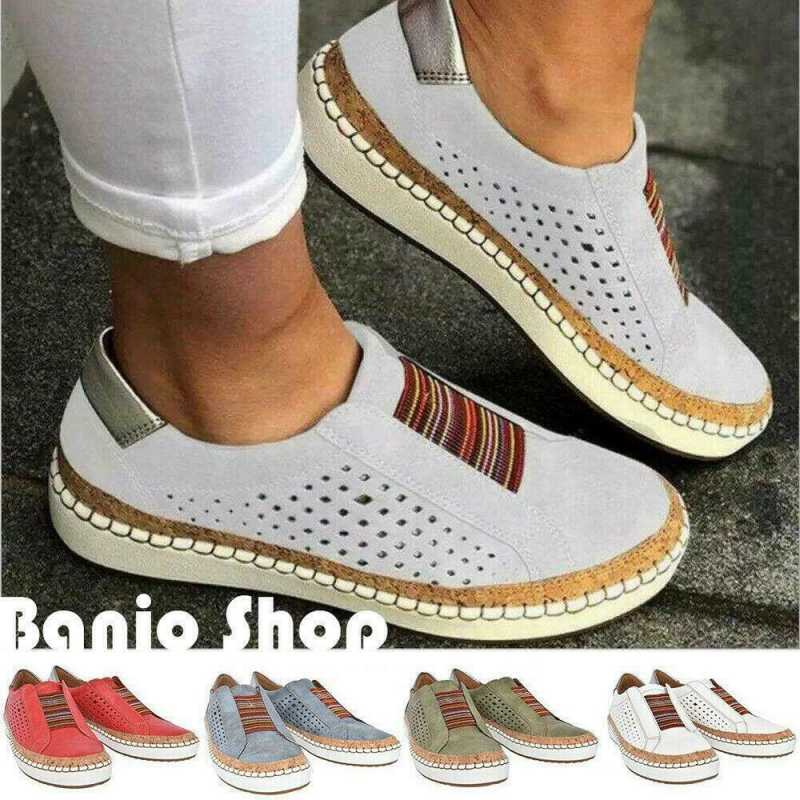 Women Moccasins Leather Flat Shoes Loafers Slip On Casual Dress Shoes Breathable