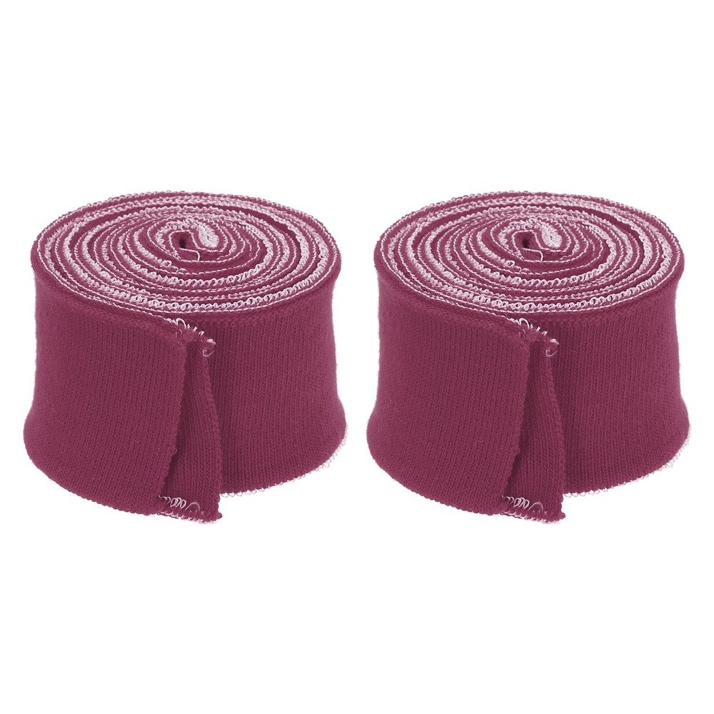 2Pcs 1.5 Inch x 2.6ft Elastic Cuffs Knitted Ribbed Cotton Fabric Red Purple