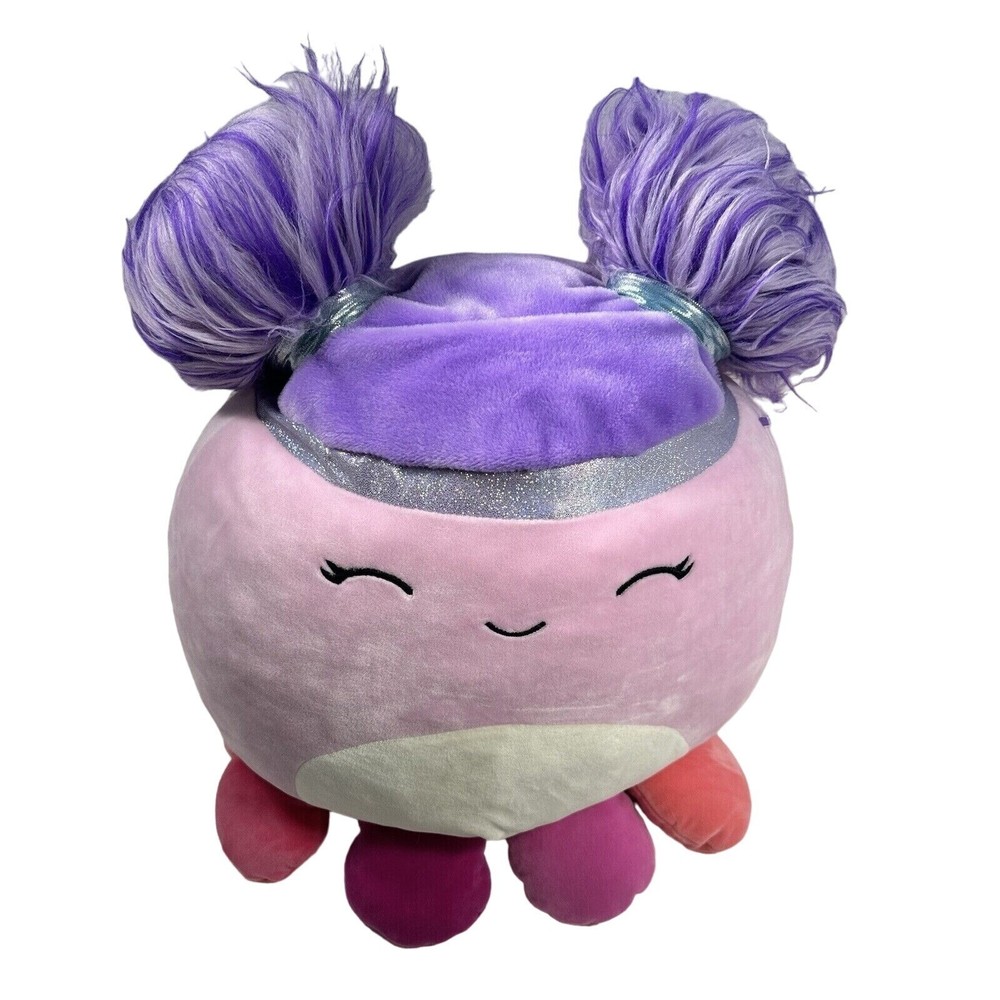 KellyToy Squishmallow 16 Inch Squish Doo Jeanne the Pink Octopus Purple Hair
