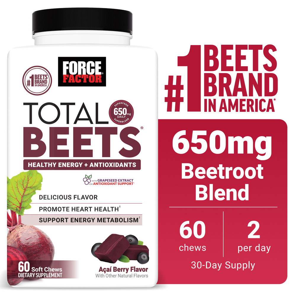 Total Beets,Beet Root Soft Chew Supplement,Beetroot Gummies Alternative,60 Chews