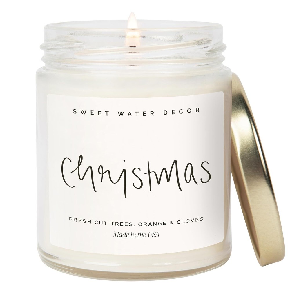 Sweet Water Decor Christmas Scented Candle - Cinnamon, Trees, Orange, and Clove