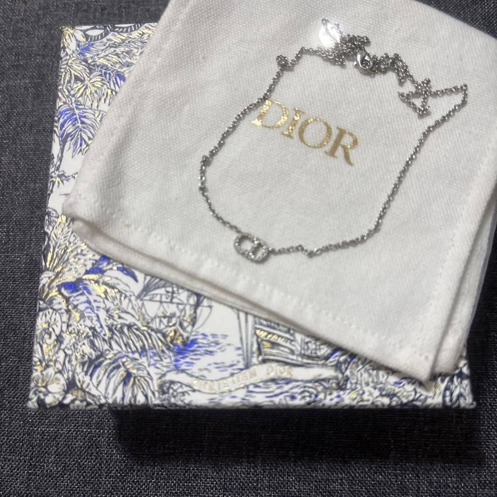 Christian Dior CD Logo Pendant Necklace in Gold or Silver