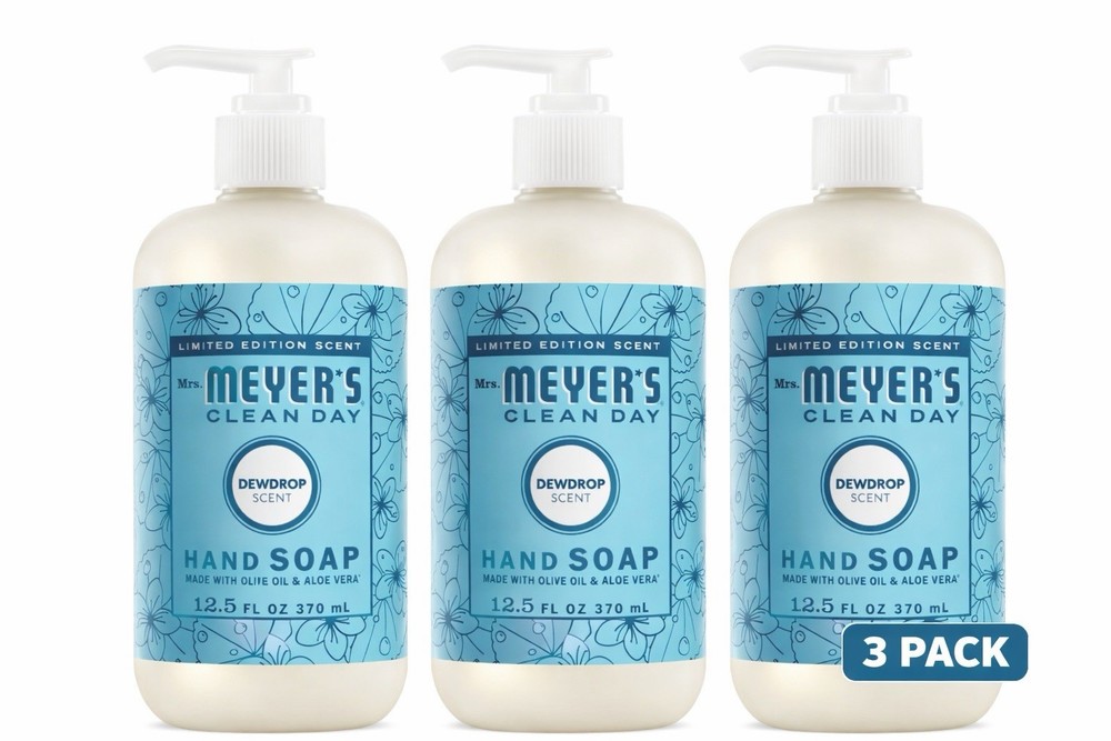 Mrs Meyers Clean Day Dewdrop Hand Soap 12.5oz 3 Pack Limited Edition Aloe