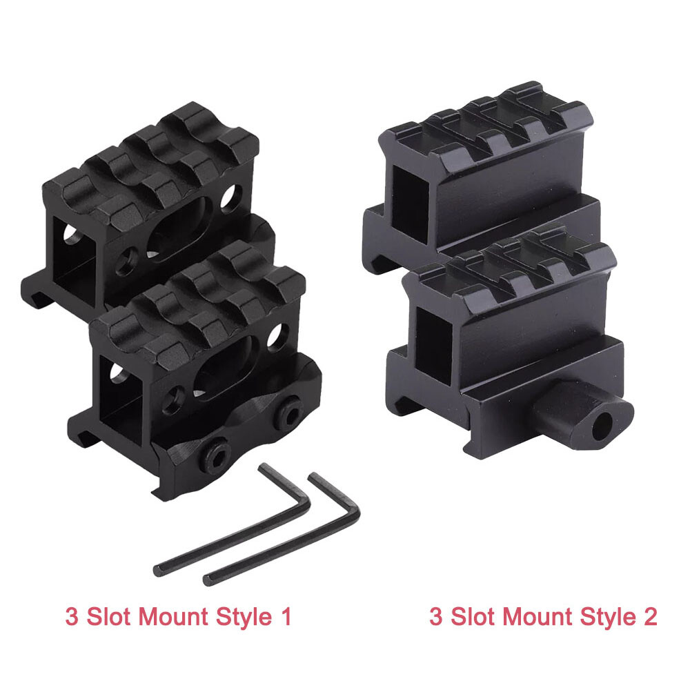2pcs 3-Slot Scope Riser Mount for 20mm Picatinny Rail & Red Dot Sight