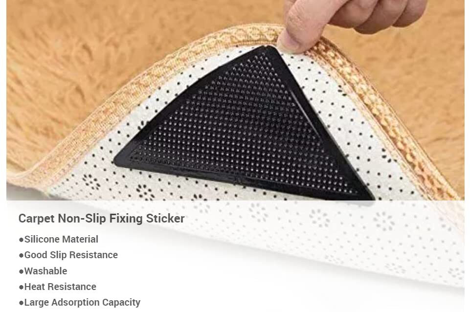 Rug Grippers for Carpets, Runners, or Other Use. (4 Pcs) Anti-Slip, Double Sided