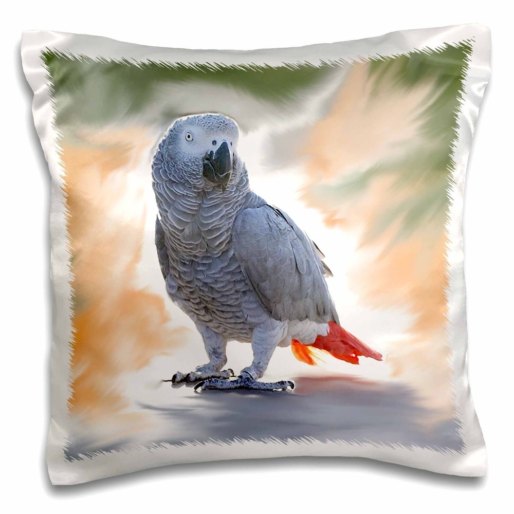 3dRose African Grey Parrot 16x16 inch Pillow Case