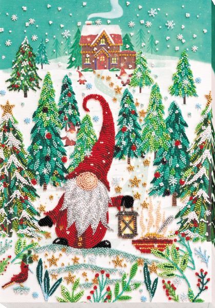 Bead embroidery kit Visiting gnomes needlework kit Art canvas beadwork pattern