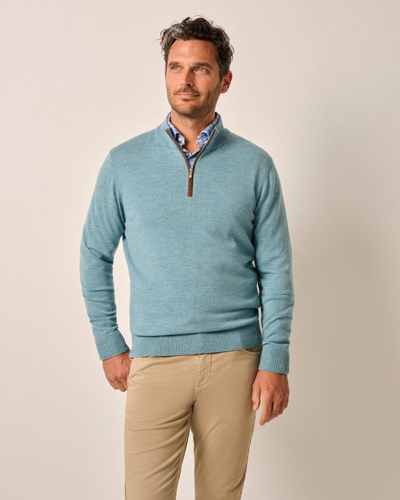 johnnie-O Raynor Merino 1/4 Zip Sweater Riviera Size L
