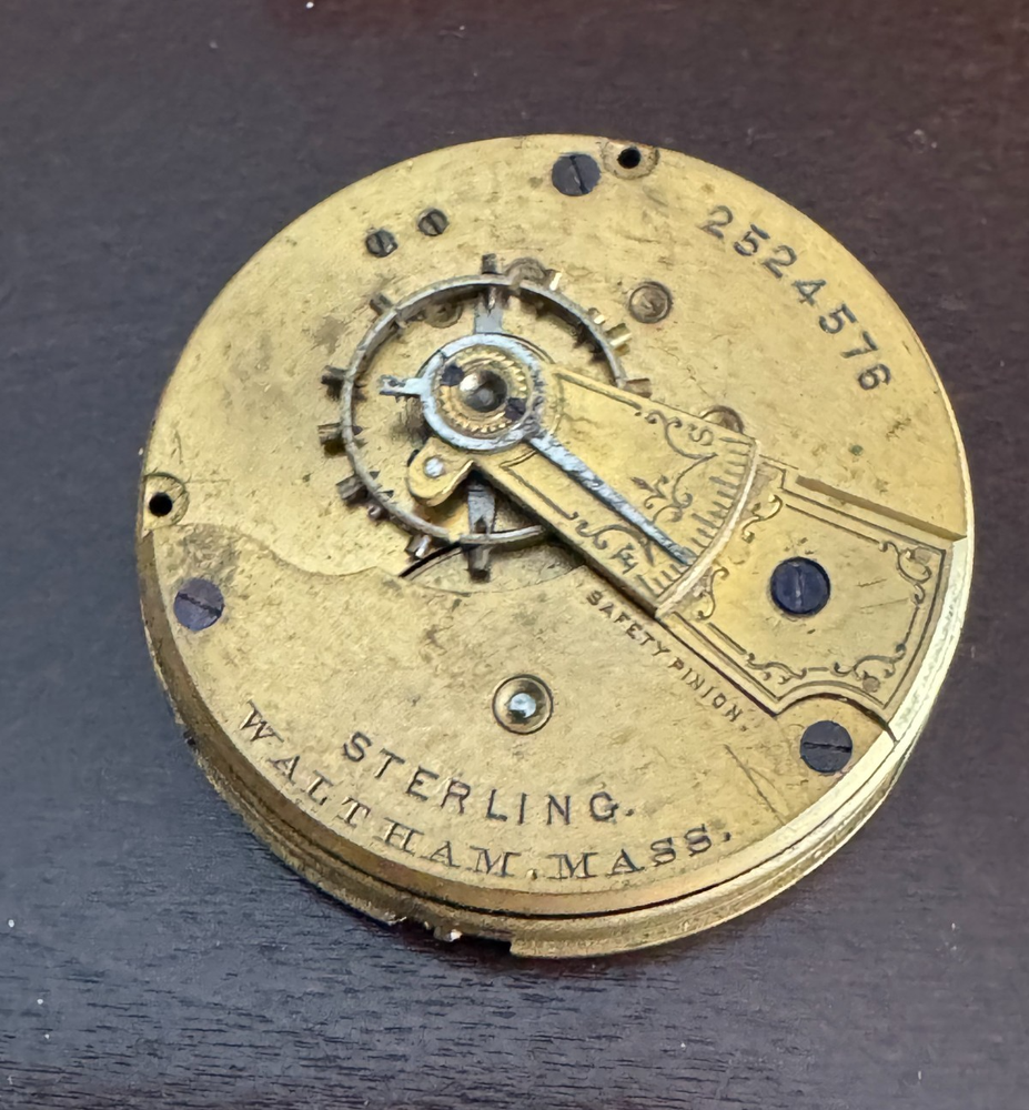 VINTAGE 18 SIZE WALTHAM HUNTING POCKET WATCH MOVEMENT GR. STERLING FOR PARTS