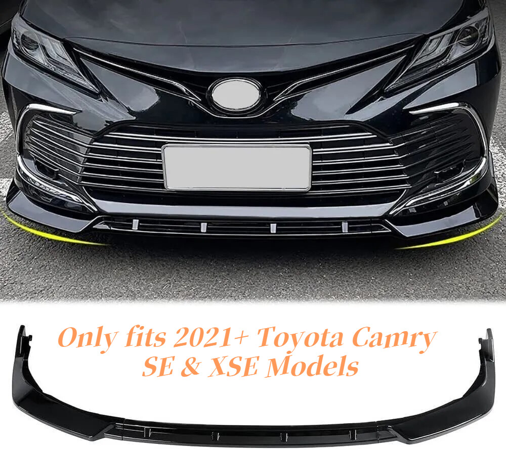 FOR 2021-24 TOYOTA CAMRY SE XSE PERFORMANCE STYLE GLOSSY BLACK FRONT BUMPER LIP
