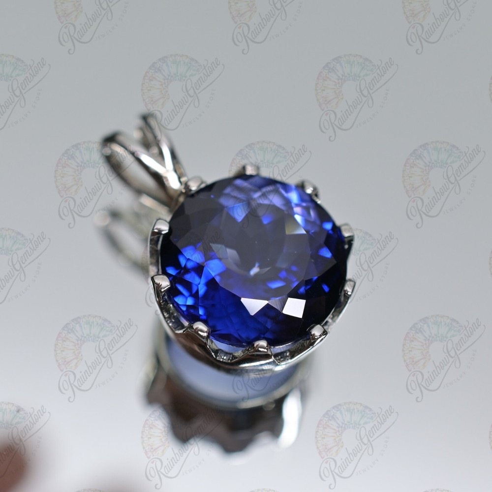 Certified Natural Blue Sapphire 37 Ct Loose Gemstone 925 Silver Pendant