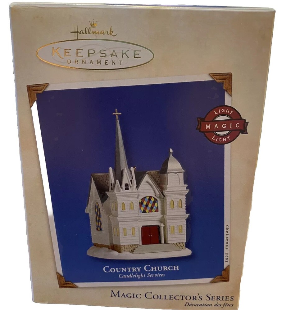 2002 Hallmark Keepsake Ornament Magic Lights Country Church 5th In The Series