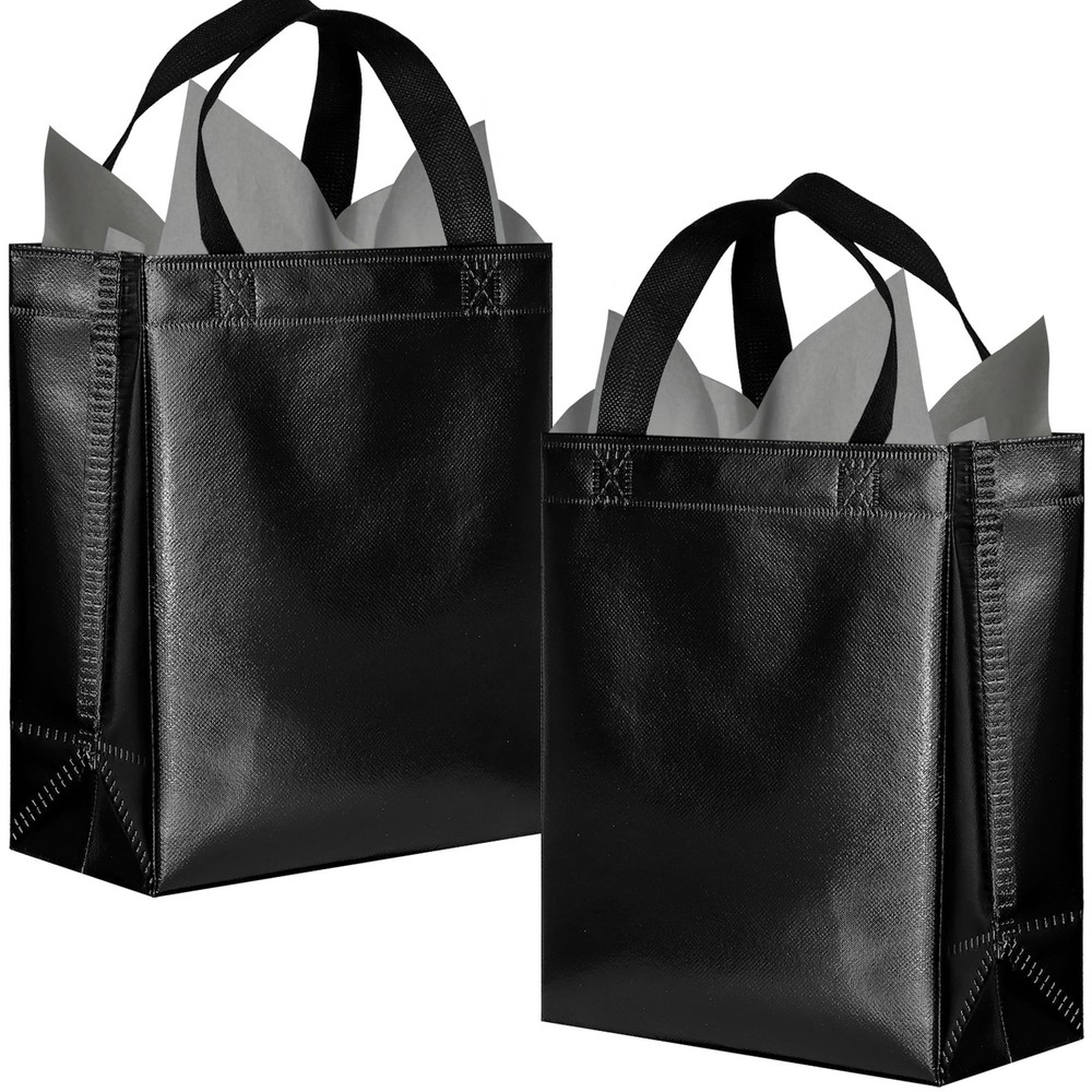 18Pcs Black Reusable Gift Bags with Tissues, Gift Bags Medium size - Perfect ...