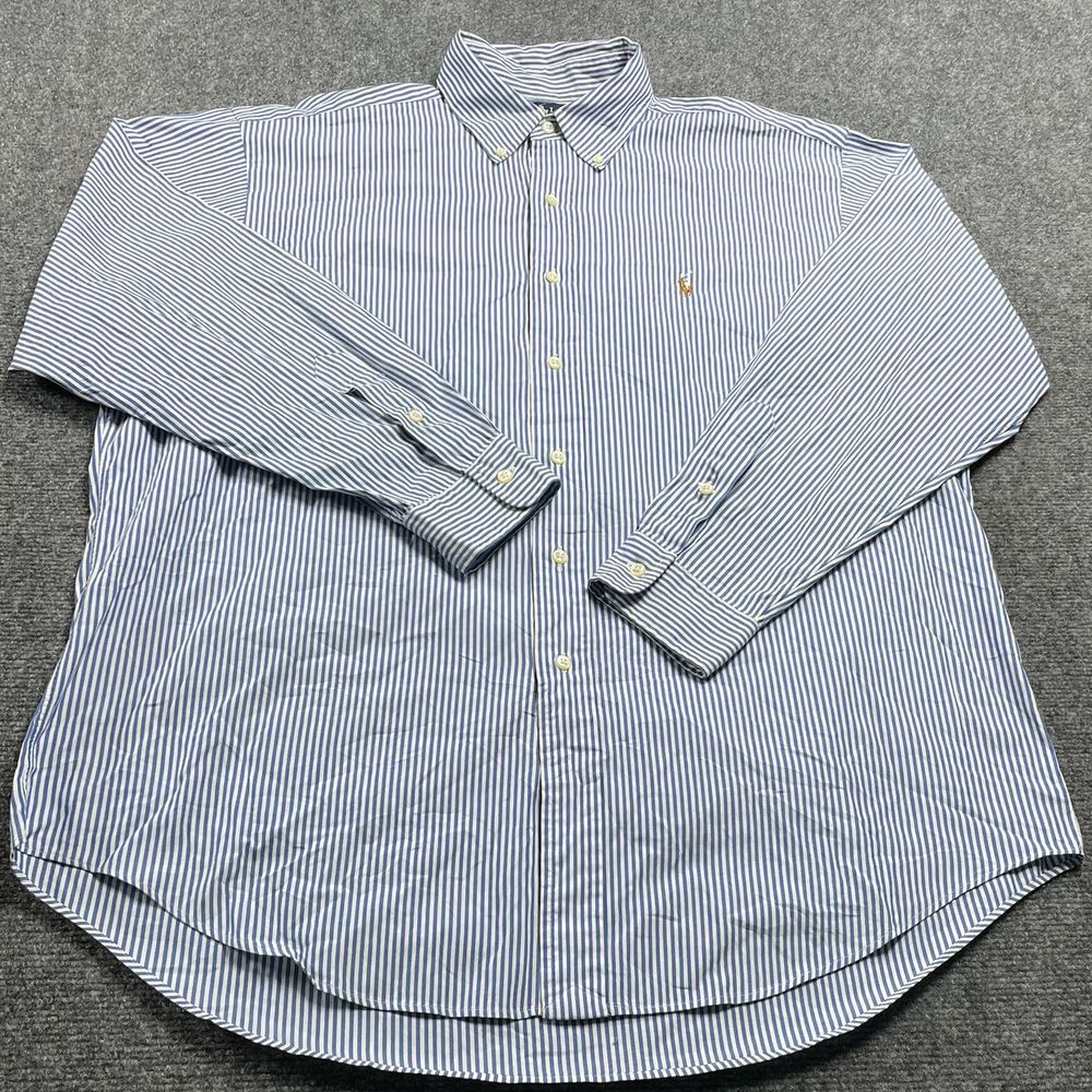 Ralph Lauren Men's Striped Long Sleeve Yarmuth Collar Shirt Size Large