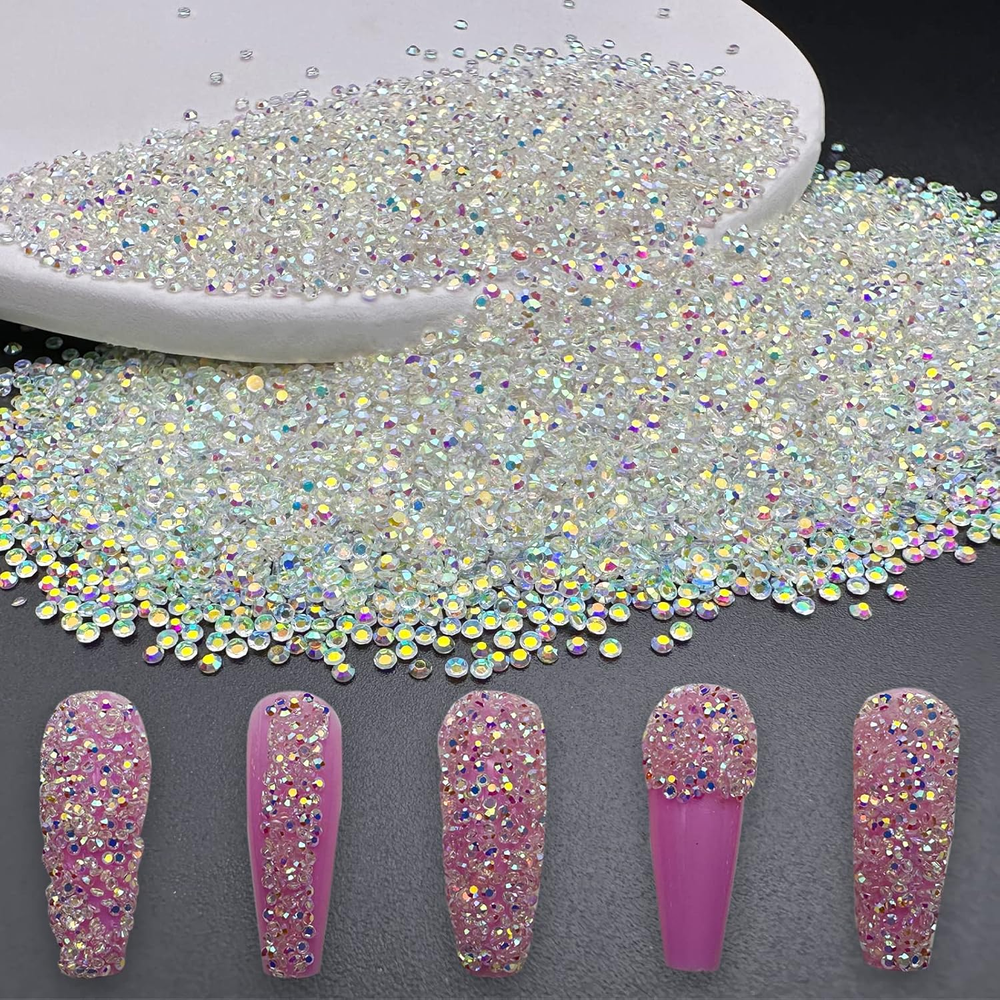 10000 Pixie Nail Crystals - Iridescent Shine Mini 1.3Mm Crushed Rhinestones & Su