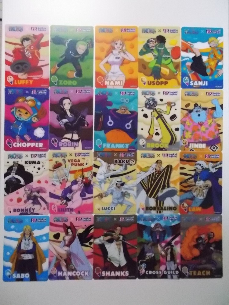One Piece x Baskin Robbins Collab Cards - Nami Robin Hancock Zoro  