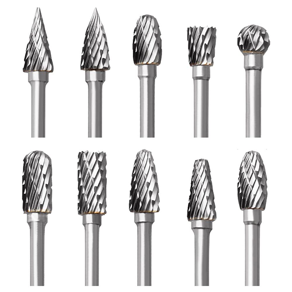 Tungsten Carbide Rotary Burr Set for Dremel 10PCS Carbide Double Cut Carving ...