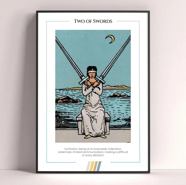 Two of Wands Tarot Card Art Print Digital Download Poster