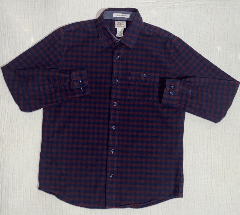 LL Bean Shirt Mens Medium Flannel Slightly Fitted Long Sleeve