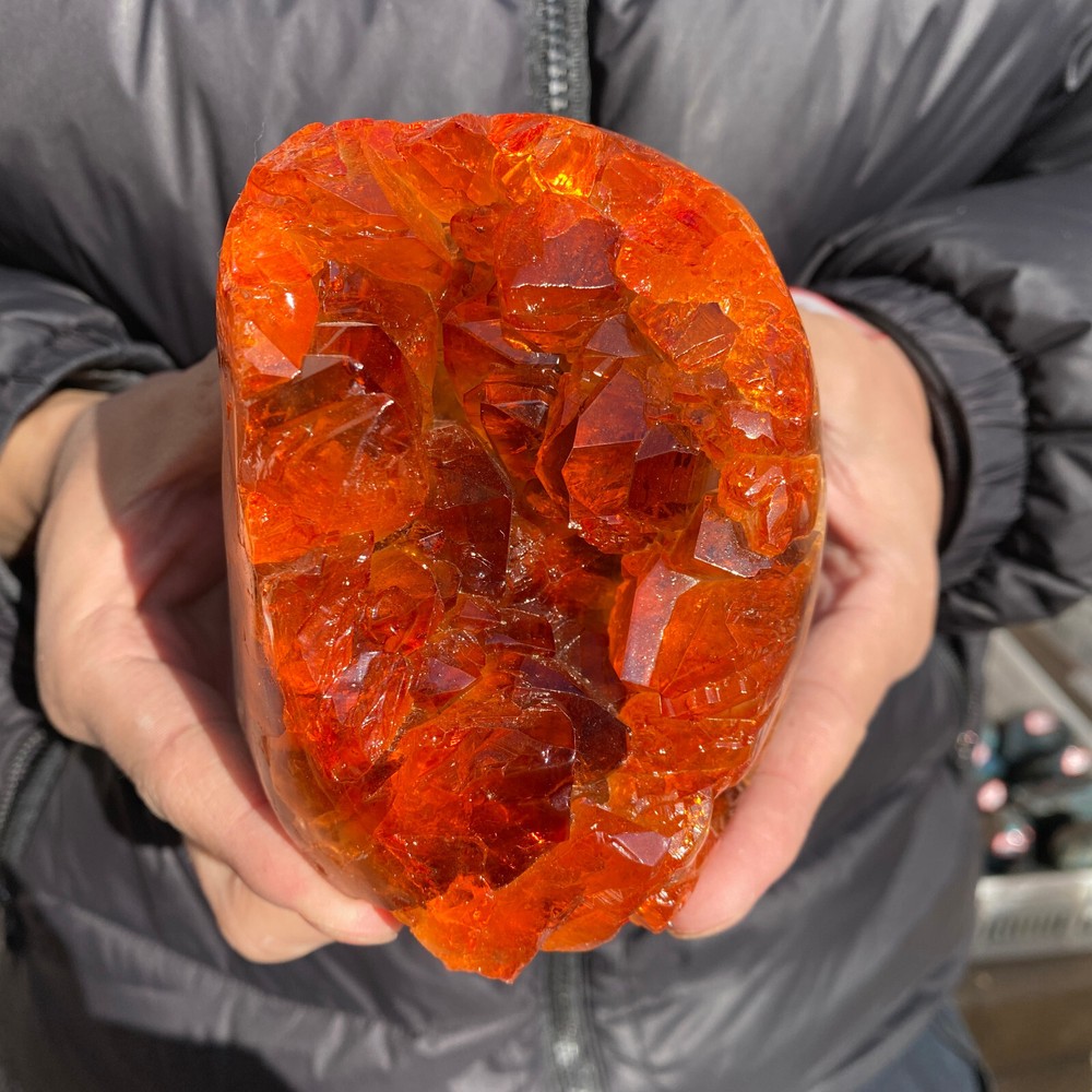 2.6LB Natural Citrine Geode Quartz Cluster Crystal Healing Specimen Cathedrals