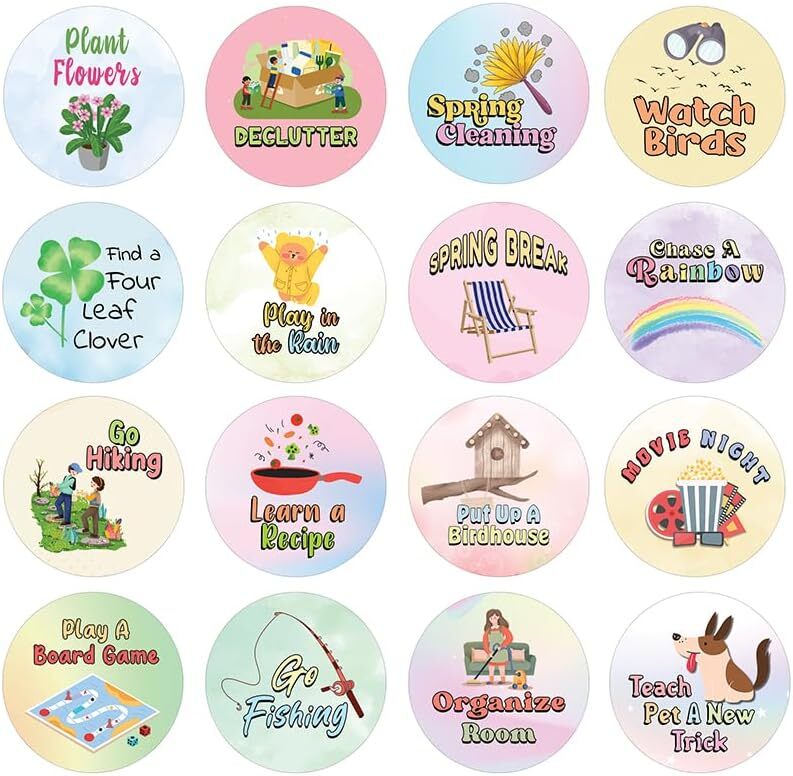20 Sets of 16 Spring Bucket List Stickers for Seasonal Planning and Fun