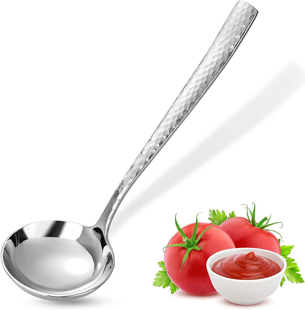 Unique 7.5 Inch Small Hammered Sauce Ladle 1 Oz. 18/10 Stainless Steel Gravy