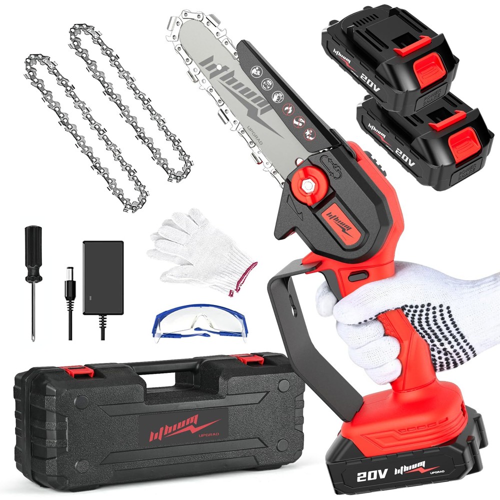 Mini Chainsaw Cordless 6 Inch Portable Electric Chainsaw One-Hand Handheld Sm...