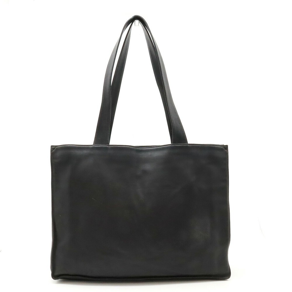 Chanel Coco Mark Black Leather Tote Bag 40cm Used Shoulder Bag