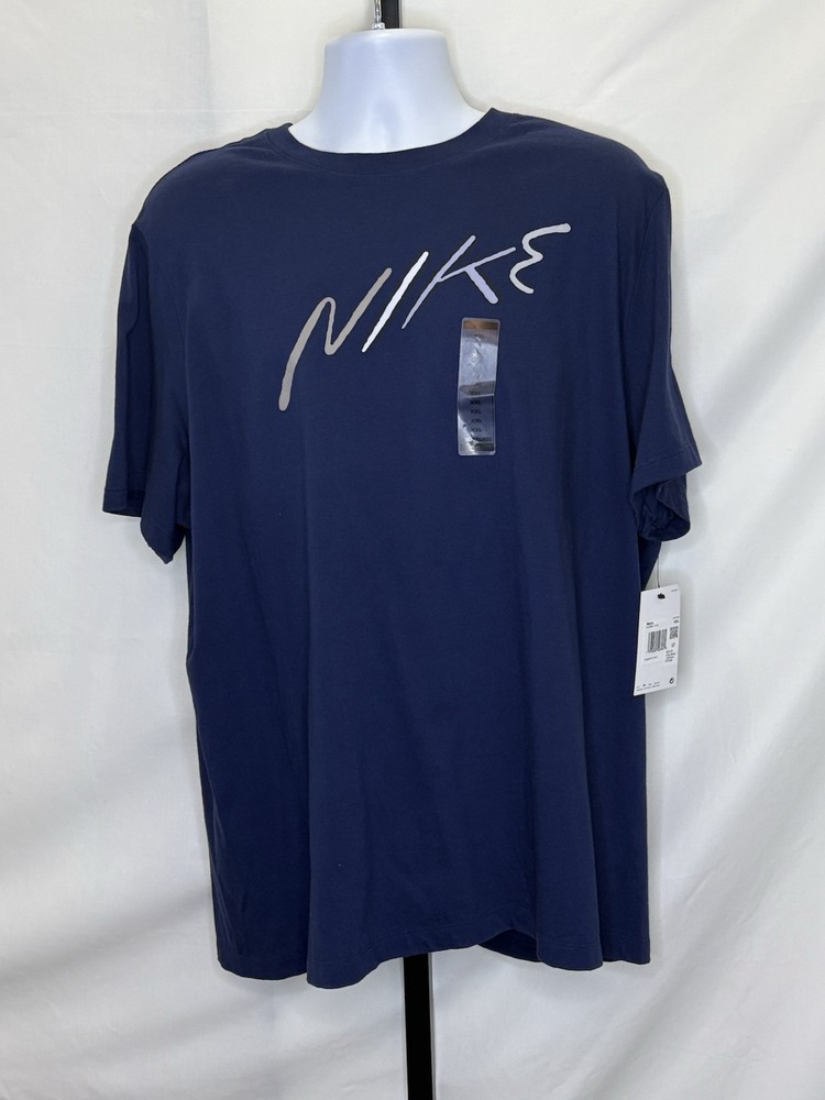 XXL Nike Spell Out Sportswear Logo Tee in Navy Blue Short Sleeve Style HJ0481-410 for Comfort and Style